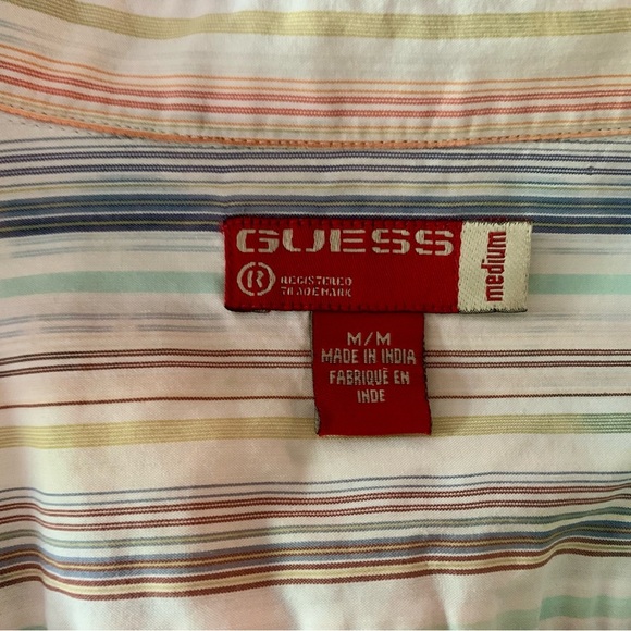 Vintage Guess Vibrant Blue and Orange Blouse with Striking Stripes - Picture 2 of 4